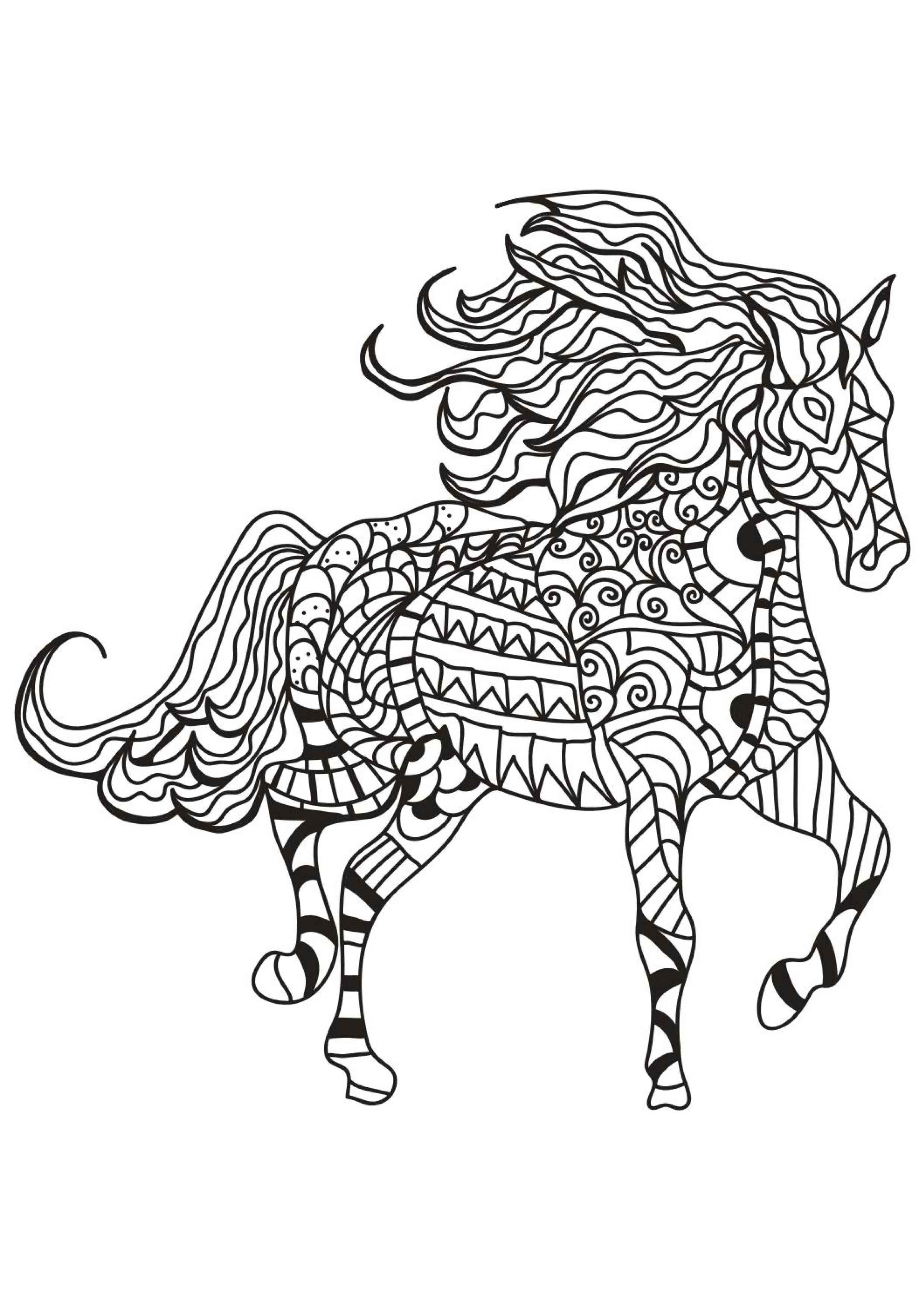 Раскраска лошадка с узорами